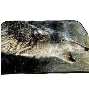 Northwest Vintage Wolf Howl Plush Reversible Throw Blanket Ascending Song 63x49
